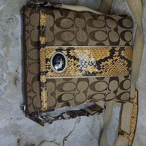 Coach Sutton Signature Python Swingpack Crossbody Bag. 